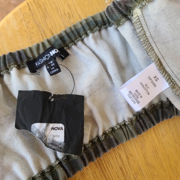 Fashion Nova Camo Oversized Zipper Front Tube Top XS Crop Denim Cotton - Picture 11 of 14